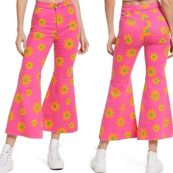 Free People Pants - FREE PEOPLE YOUTHQUAKE PRINTED CROPS IN LIPSTICK COMBO•31